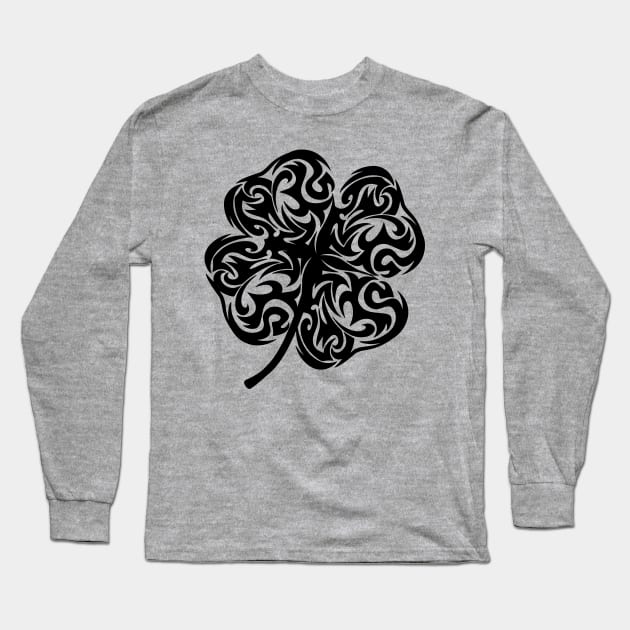 Irish Shamrock Four-leaf Lucky Clover Long Sleeve T-Shirt by Nartissima